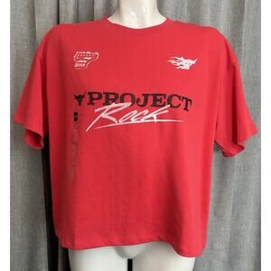 Under Armour Project Rock Bull Graphic T-shirt Women Small Crop Top Red NEW